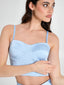 Top Bustier in Raso Strutturato Azzurro - Rinascimento