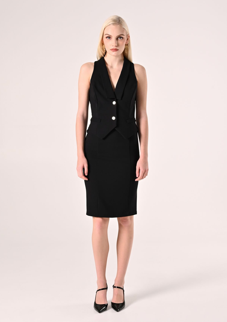 Tubino Nero Gilet Donna - Rinascimento