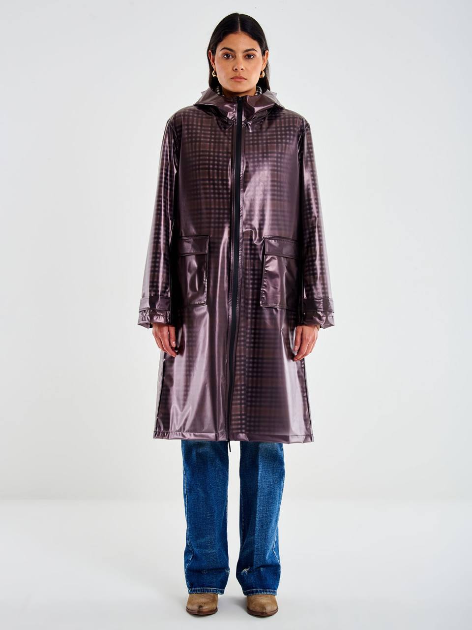 Cappotto a quadri con impermeabile